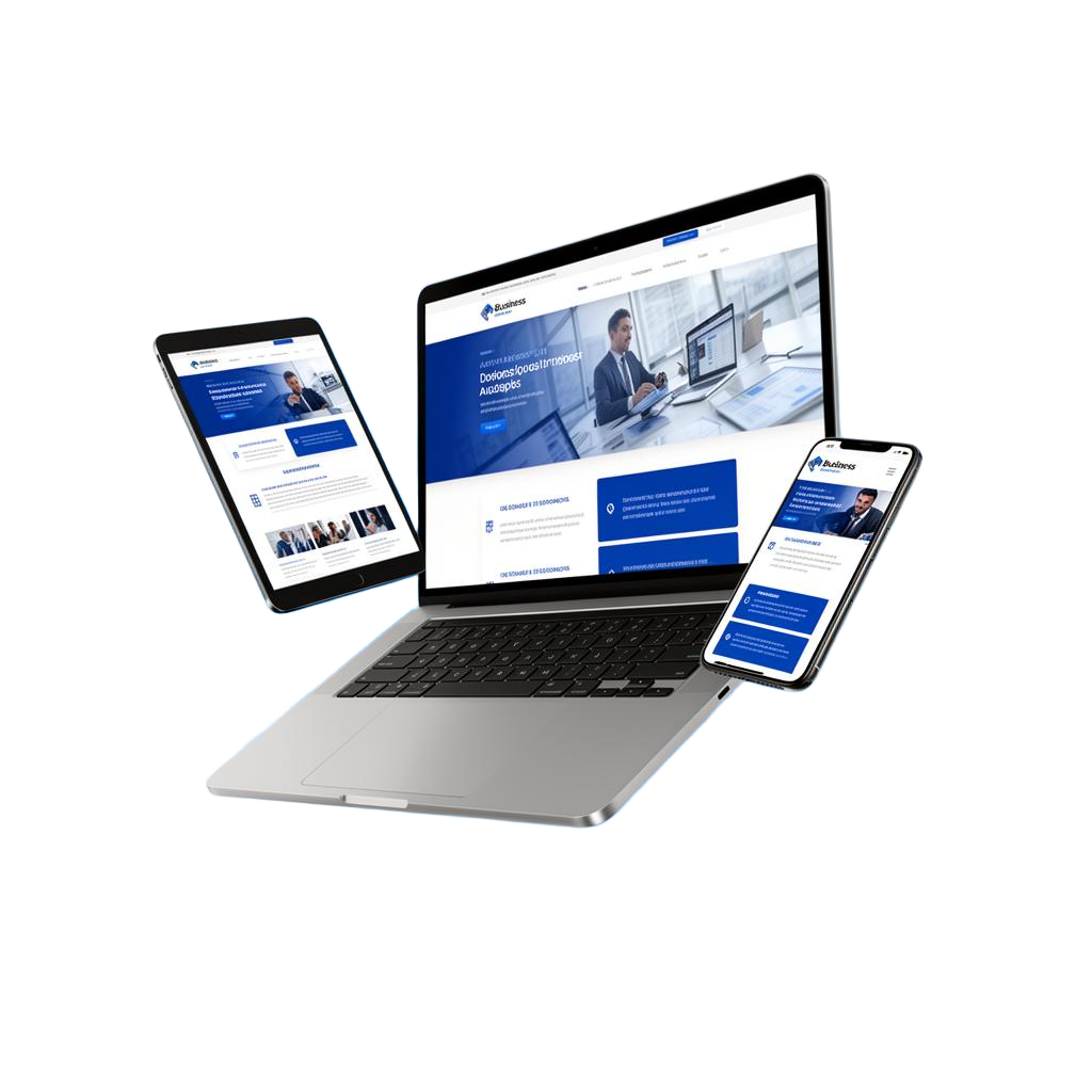 Mockup website di laptop, tablet, dan smartphone